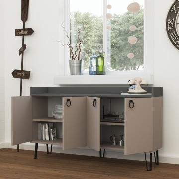 Dea Sideboard 4 Türen taubengrau anthrazit 140x36x80 h