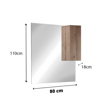 Badezimmerspiegel mit Salemi Wandschrank 80x110h und mercure Eiche LED Lampe