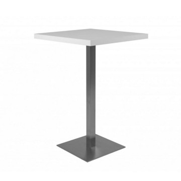 Quadratischer Stehtisch 70x70x105 h cm weiße Platte und Chromfuß