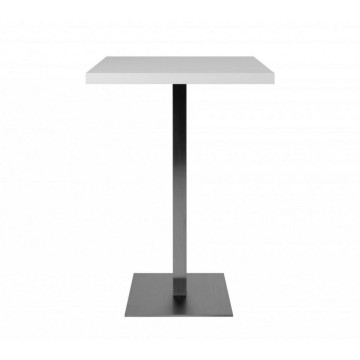 Quadratischer Stehtisch 70x70x105 h cm weiße Platte und Chromfuß
