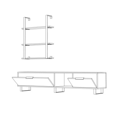 Zenon 180 cm TV-Ständer und Bücherregal aus Eiche