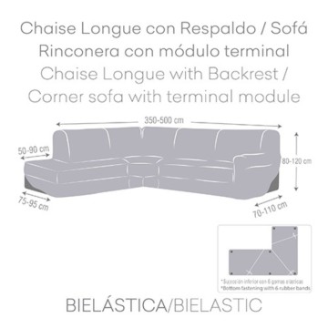 Jaz linke Ecke Sofa Abdeckung grau 350-500