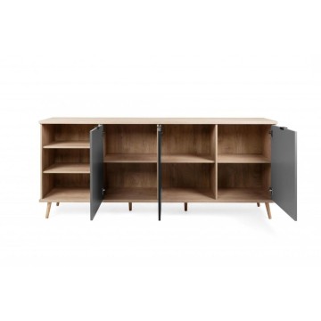 Epik 56 anthrazitgrau Eiche Sideboard 3 Türen offenes Fach