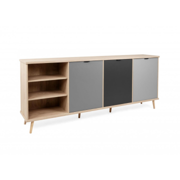 Epik 56 anthrazitgrau Eiche Sideboard 3 Türen offenes Fach