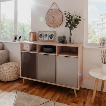 Epik 51 anthrazitgrau Eiche Anrichte 3 Türen 120x40x88,3