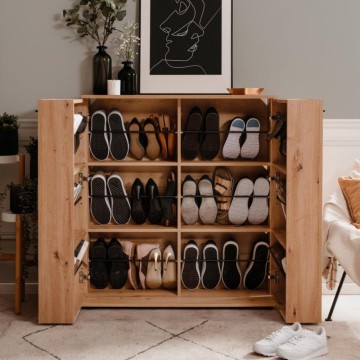Satos02A Schuhschrank Eiche 2 Türen und 8 Einlegeböden