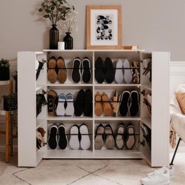 Satos02A weißer Schuhschrank 2 Türen und 8 Einlegeböden