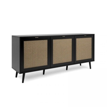 Vienna51A 3-türiges Sideboard schwarz mit Fronten in Flechtoptik