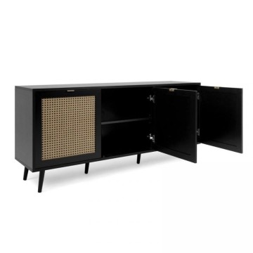Vienna51A 3-türiges Sideboard schwarz mit Fronten in Flechtoptik