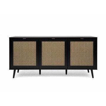 Vienna51A 3-türiges Sideboard schwarz mit Fronten in Flechtoptik