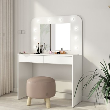 Toilette 1780 mit Spiegelleuchten und Schubladen weiß