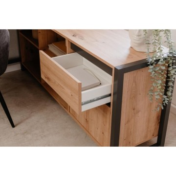 Denver37A Reversible Eckschreibtisch Eiche Anthrazit