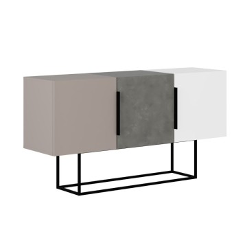 Tontini Anrichte 3 Türen taubengrau zementweiß 150 cm
