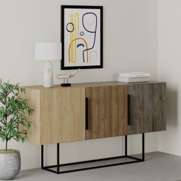 Tontini Anrichte 3 Türen Nussbaum Eiche und dunkel Kaffee 150 cm