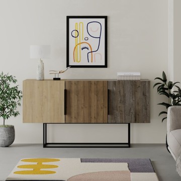 Tontini Anrichte 3 Türen Nussbaum Eiche und dunkel Kaffee 150 cm