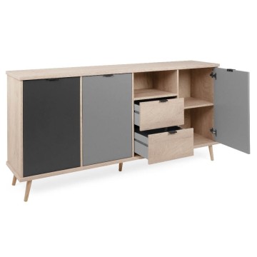 Epik 52 anthrazitgrau Eiche Anrichte 3 Türen 2 Schubladen 180x40x88,3