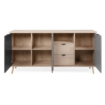 Epik 52 anthrazitgrau Eiche Anrichte 3 Türen 2 Schubladen 180x40x88,3