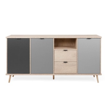 Epik 52 anthrazitgrau Eiche Anrichte 3 Türen 2 Schubladen 180x40x88,3