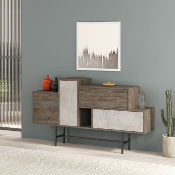 Hermes Sideboard dunkel kaffeefarben mit Türen und Schubladen in Marmoroptik 160 cm