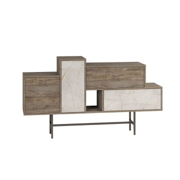 Hermes Sideboard dunkel kaffeefarben mit Türen und Schubladen in Marmoroptik 160 cm