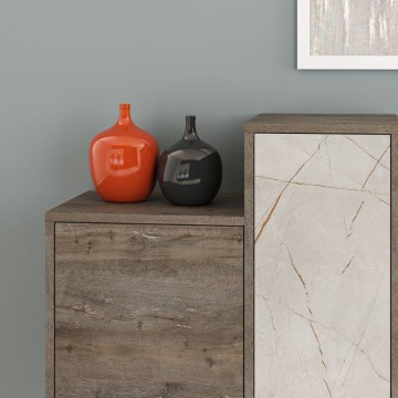 Hermes Sideboard dunkel kaffeefarben mit Türen und Schubladen in Marmoroptik 160 cm
