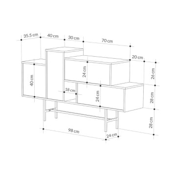 Hermes Sideboard dunkel kaffeefarben mit Türen und Schubladen in Marmoroptik 160 cm