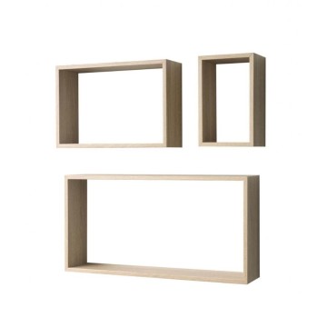 3er Set Shelvy Rec rechteckige Wandregale in Sonoma Eiche Farbe