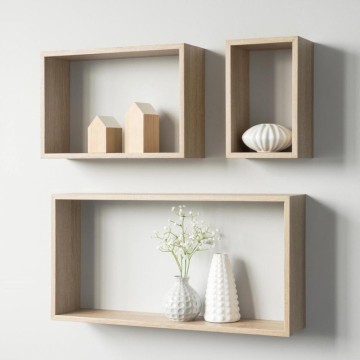 3er Set Shelvy Rec rechteckige Wandregale in Sonoma Eiche Farbe
