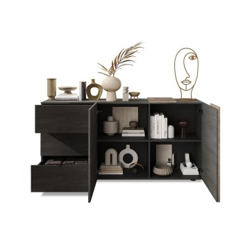 Sideboard Sabry 2 Türen 3 Schubladen Titan Eiche Kadiz