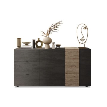 Sideboard Sabry 2 Türen 3 Schubladen Titan Eiche Kadiz