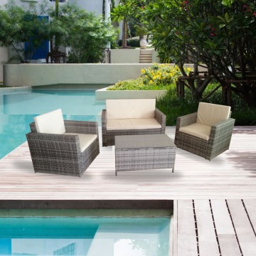 Gartenlounge WRS066G grau rattan