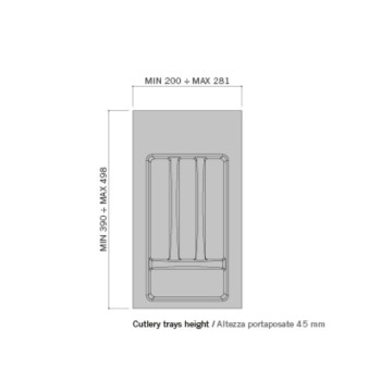 Besteckkasten 8101N 4 Fächer pro 30- oder 35-cm-Schublade.