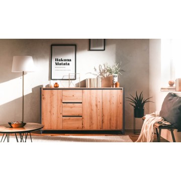 Denver 3 Anrichte 160x40x88H Eiche anthrazit
