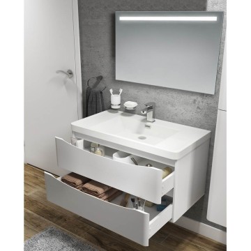 Lesina glänzend weißer wandhängender Badezimmerschrank 90x48x55