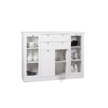 Landwood 53 weißes Sideboard mit Vitrine