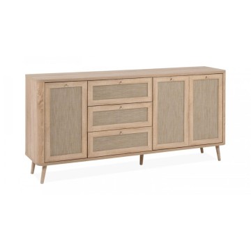 KUTA51A Sideboard Sonoma Eiche 3 Schubladen und 3 Türen mit Raffia-Effekt
