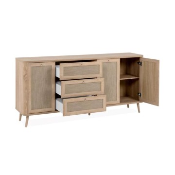 KUTA51A Sideboard Sonoma Eiche 3 Schubladen und 3 Türen mit Raffia-Effekt