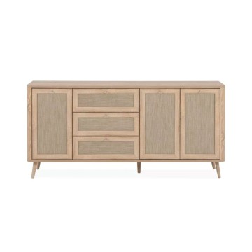 KUTA51A Sideboard Sonoma Eiche 3 Schubladen und 3 Türen mit Raffia-Effekt