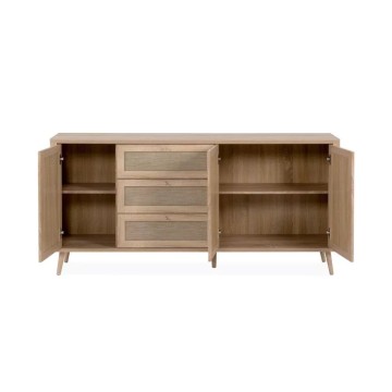 KUTA51A Sideboard Sonoma Eiche 3 Schubladen und 3 Türen mit Raffia-Effekt