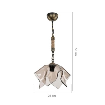 Volga MDL3781 Pendelleuchte antikgold und rauchglas