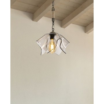 Volga MDL3781 Pendelleuchte antikgold und rauchglas
