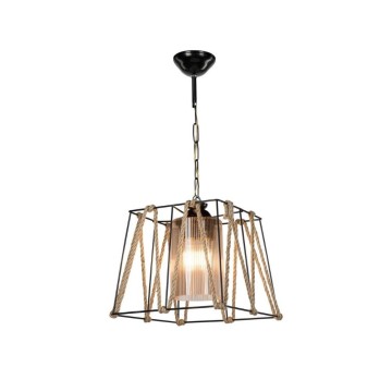 Likya ASZ0990 Pendelleuchte aus schwarzem Metall und Seil