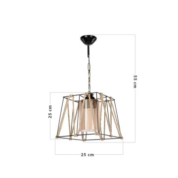 Likya ASZ0990 Pendelleuchte aus schwarzem Metall und Seil