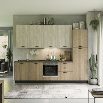 Küche Rovigno Mira 300 cm Eiche grau und weiß rechts