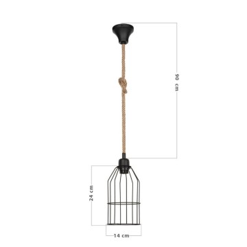 Halat ASZ0549 Pendelleuchte aus schwarzem Metall und Seil