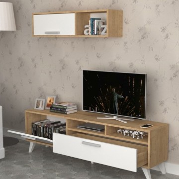 Schlanker TV-Ständer D2306TV180M109 Eiche weiß 180x35x47h
