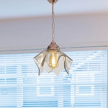 Volga MDL3782 Pendelleuchte aus Kupfer und Rauchglas