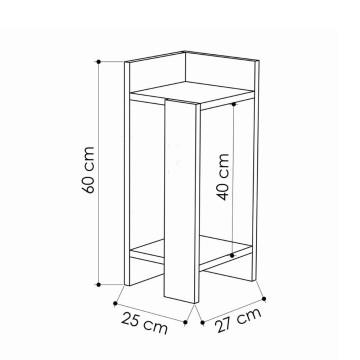 Elos Design Couchtisch Eiche anthrazit Platte 25x25x60h links