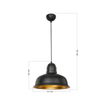 Kumbet MDL3053 Pendelleuchte schwarzes Metall innen gold