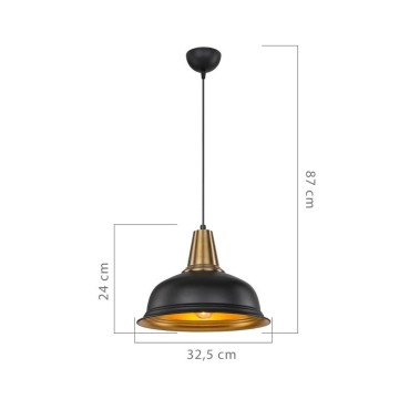 Rena ASZ1341 Pendelleuchte Metall schwarz innen gold